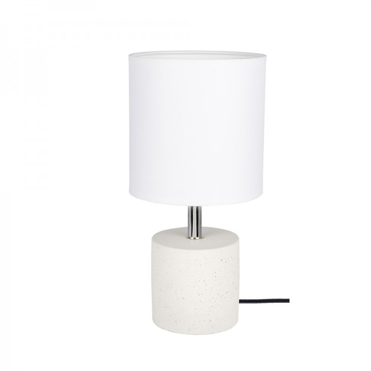 Lampe à poser en Béton Blanc, Design Cylindric, Abat jour Blanc, 1 Ampoule, STRONG