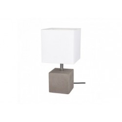 Lampe à poser en Béton Gris, Design Cubic, Abat jour Blanc, 1 Ampoule, STRONG