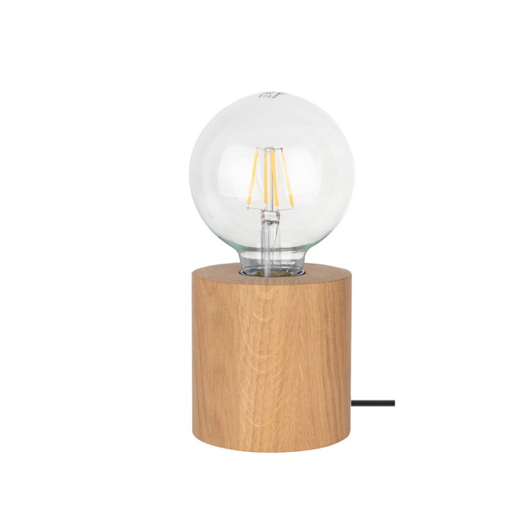 Lampe à poser en Chêne Huilé, Design Cylindric, pour 1 Ampoule, TRONGO