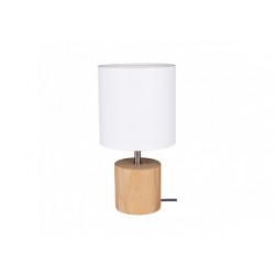 Lampe à poser en Chêne Huilé, Design Cylindric, Abat jour Blanc, 1 Ampoule, TRONGO