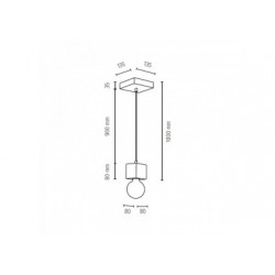 Suspension en Béton Gris, Design Cubic, 1 Ampoule, STRONG