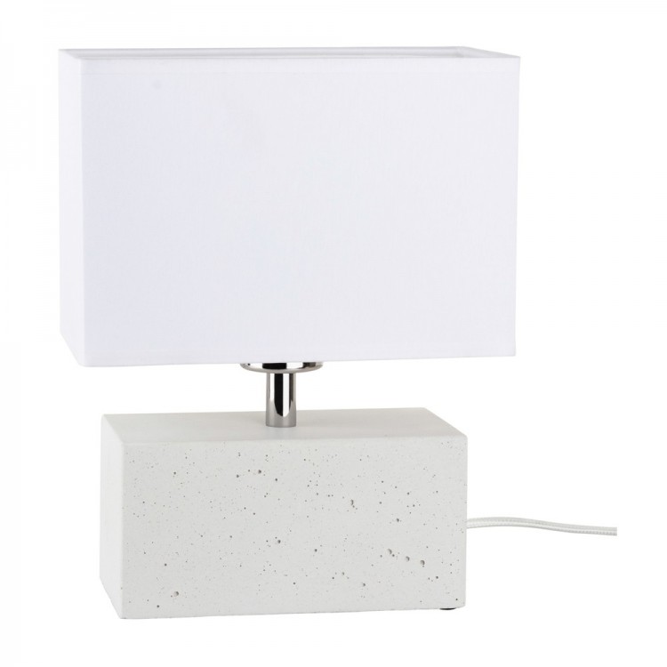 Lampe à poser en Béton Blanc, Design Rectangular, Abat jour Blanc, 1 Ampoule, STRONG