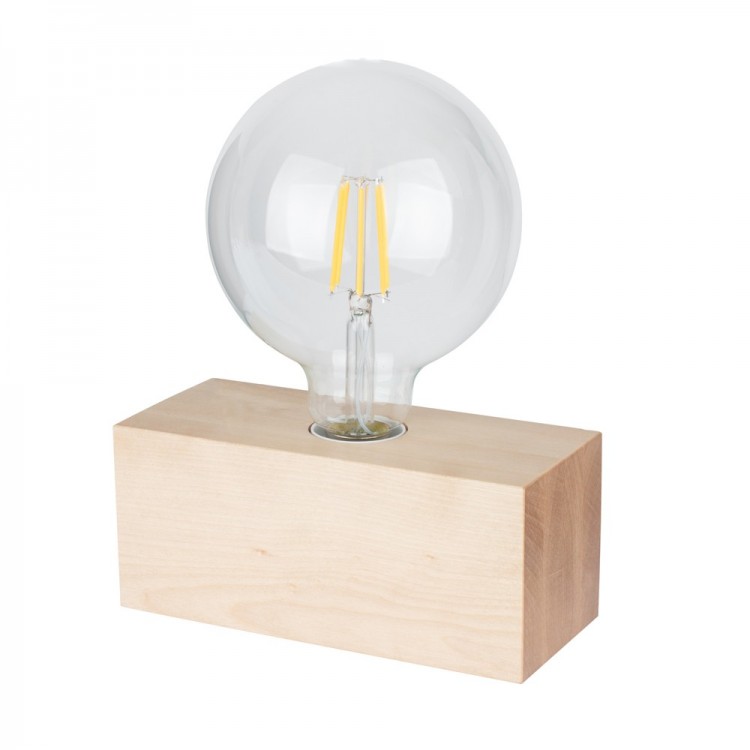Lampe à poser en Bouleau Naturel, Design Cubic, Pour 1 Ampoule, THEO