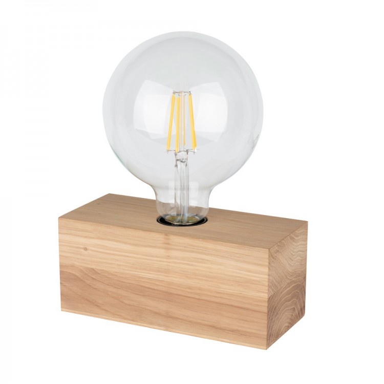 Lampe à poser en Chêne Huilé, Design Cubic, Pour 1 Ampoule, THEO