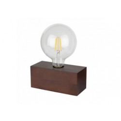 Lampe à poser en Hêtre teinté Noyer, Design Cubic, Pour 1 Ampoule, THEO