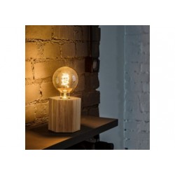 Lampe à poser en Chêne Huilé, Design Hexagonal, pour 1 Ampoule, HEXAR