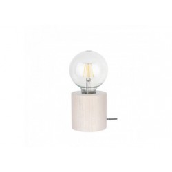 Lampe à poser en Chêne teinté Blanc, Design Cylindric, pour 1 Ampoule, TRONGO