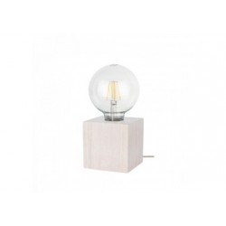 Lampe à poser en Chêne teinté Blanc, Design Cubic, pour 1 Ampoule, TRONGO