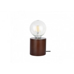 Lampe à poser en Hêtre teinté Noyer, Design Cylindric, pour 1 Ampoule, TRONGO