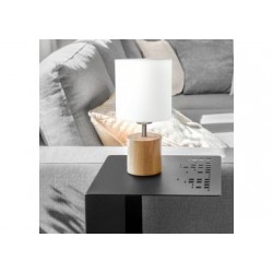 Lampe à poser en Chêne Huilé, Design Cylindric, Abat jour Blanc, 1 Ampoule, TRONGO