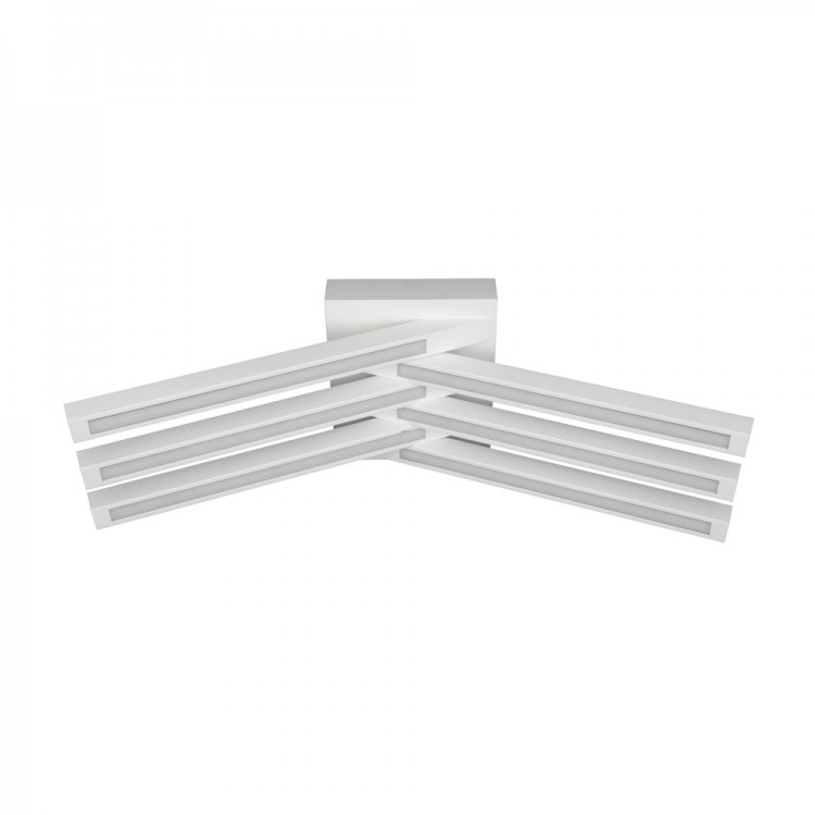 Plafonnier en Hêtre teinté Blanc, Design Moderne 6 Barres, LINUS CROSSED
