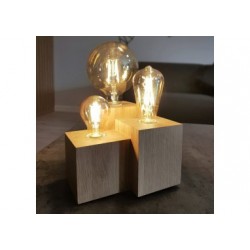 Lampe à poser en Chêne Huilé, Design 3 Cubes, pour 3 Ampoule, VINCENT