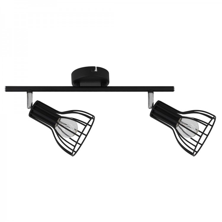 Plafonnier en Métal peint, 2 Ampoules, Design "fil de fer" couleur noir, MEGAN