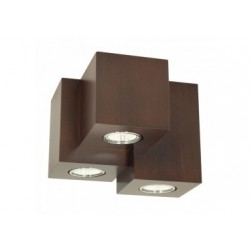 Plafonnier en Hêtre teinté Noyer, Design Triple Cube, pour 3 Ampoule, WOODDREAM