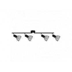 Plafonnier en métal peint, 4 Ampoules, Design "fil de fer" couleur noir, MEGAN