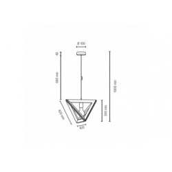 Suspension en Hêtre teinté Noyer, Design Comtenporain Triangulaire, TRIGONON