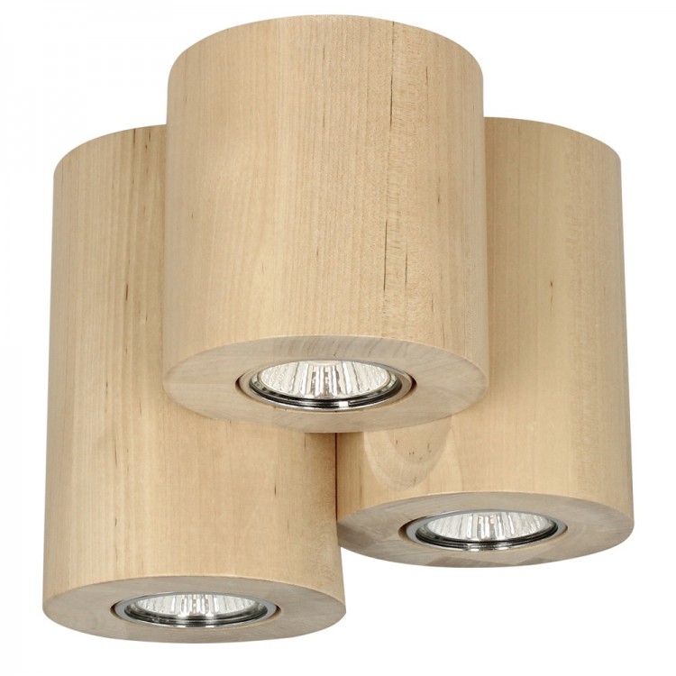 Plafonnier en Bouleau Naturel, Design Triple Cylindre, pour 3 Ampoule, WOODDREAM
