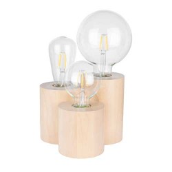 Lampe à poser en Bouleu Naturel, Design Cylindre triple, pour 3 Ampoule, VINCENT