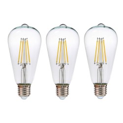 Lot de 3 Ampoules Filament Led - E27-ST64 - 4 W -3000°K- 400lm - Claire - KLARA