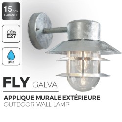 Applique Extérieure FLY - Descendante - Métal Galvanisé - Ampoule 1xE27 Maxi 60W - IP44 CLI 230V