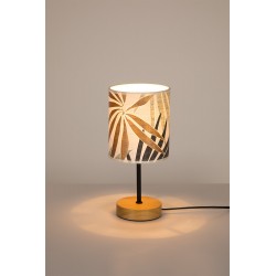 Lampe à poser en Chêne huilé - Papier Peint, 1xE27 max. 25W, Dimensions ⌀ 13cm, HOJA