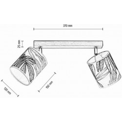 Plafonnier en Chêne huilé et Papier Peint, 2xE27 max. 25W, ⌀13cm, HOJA