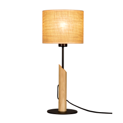 Lampe à poser en Chêne Huilé, Métal Noir et Tissus Beige, 1xE27 max. 40W, COLETTE JUTE