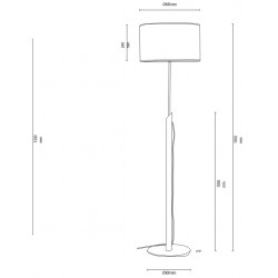 Lampadaire en Chêne huilé - Tissu Beige, 1xE27 max. 60W, Dimensions ⌀ 40cm, COLETTE JUTA