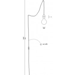 Suspension en Chêne Huilé et Métal Noir, 1xE27 max.60W,câble de 5 m, câble tressé noir, jeu de 3 broches, CLARTE