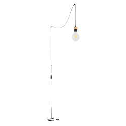 Suspension en Chêne Huilé et Métal Noir, 1xE27 max.60W,câble de 5 m, câble tressé noir, jeu de 3 broches, CLARTE