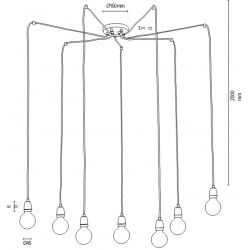 Suspension en Métal Blanc et Céramique, 7xE27 max 60W - Câble 1,5m, PORCIA SPIDER