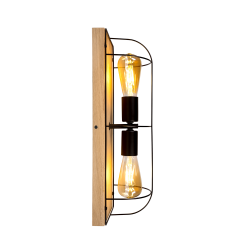 Plafonnier en Chêne Huilé et Métal Noir, 2xE27 max. 15W LED, NETUNO