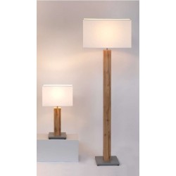Lampe à poser en Chêne teinté Gris, Métal et Tissus Blanc, 1xE27 max. 40W, MILANO