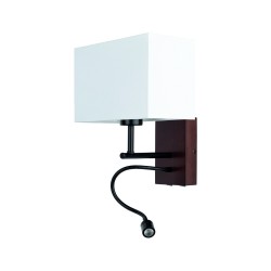 Applique + lampe de lecture Flex en Hêtre teinté Noyer, 1xE27 max. 60W, Incl.LED 1W, 110 lm, 3000 K, SONAR