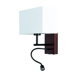 Applique + lampe de lecture Flex en Hêtre teinté Noyer, 1xE27 max. 60W, Incl.LED 1W, 110 lm, 3000 K, SONAR