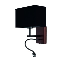Applique + lampe de lecture Flex Hêtre teinté Noyer, 1xE27 max. 60W, Incl.LED 1W, 110 lm, 3000 K, SONAR
