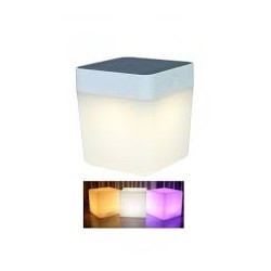 Lampe à poser Blanche TABLE CUBE, LED Intégrée, 1W, 100 lumens, 2700 to 6500K, RGB, IP44, SOLAIRE, Classe III