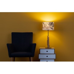 Lampe à poser en Chêne huilé - Papier Peint, 1xE27 max. 60W, Dimensions ⌀ 27cm, HOJA