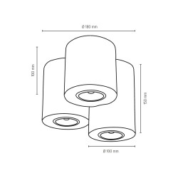 Plafonnier en Chêne Huilé, Design Triple Cylindre, pour 3 Ampoule, WOODDREAM
