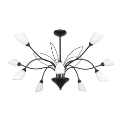 Gloriosa Lampe suspendue 10xG9 Max.6W LED Métal Noir / Verre Blanc