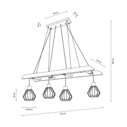 Eskalo Lampe suspendue 4xE27 Max.60W Câble teinté Pin Marron/Noir/Métal Noir/PV