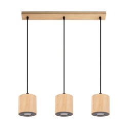 Tempra Lampe suspendue Incl.3XLED 5W Chêne huilé / Câble noir PVC / Métal noir