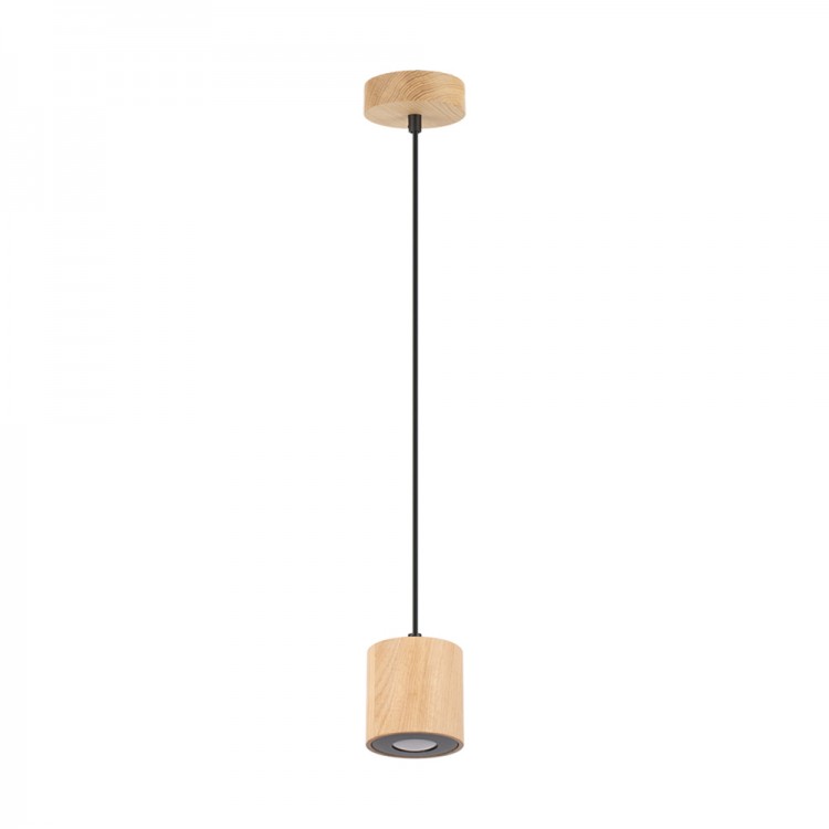 Tempra Lampe suspendue Incl.1XLED 5W Chêne huilé / Câble noir PVC / Métal noir