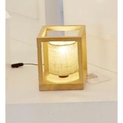 Lunos Lampe de Table 1xE27 Max.25W Chêne Huilé/Métal Noir/Beige Jute/Câble Noir PVC