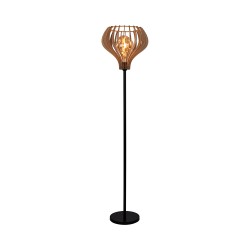 Lakme,lampadaire Bouleau, Métal Noir, câble PVC Noir,1xE27 Max.15w